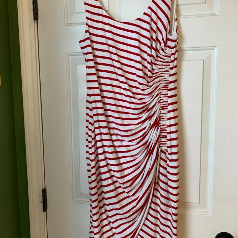 red and white striped dress